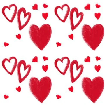 Seamless pattern with red heart on white background Stock Illustration