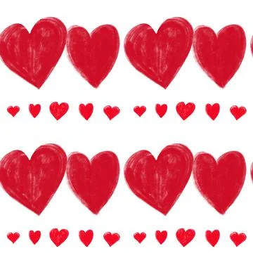 Seamless pattern with red heart on white background Stock Illustration