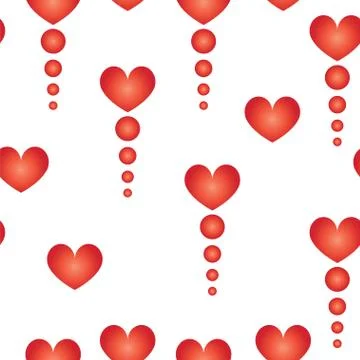Seamless pattern with red hearts and circles vector Stock Illustration