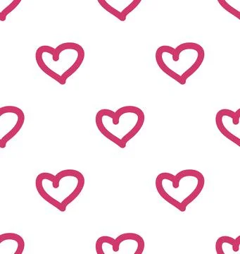 Seamless pattern with red hearts and the inscription love you. Decorative ele Stock Illustration