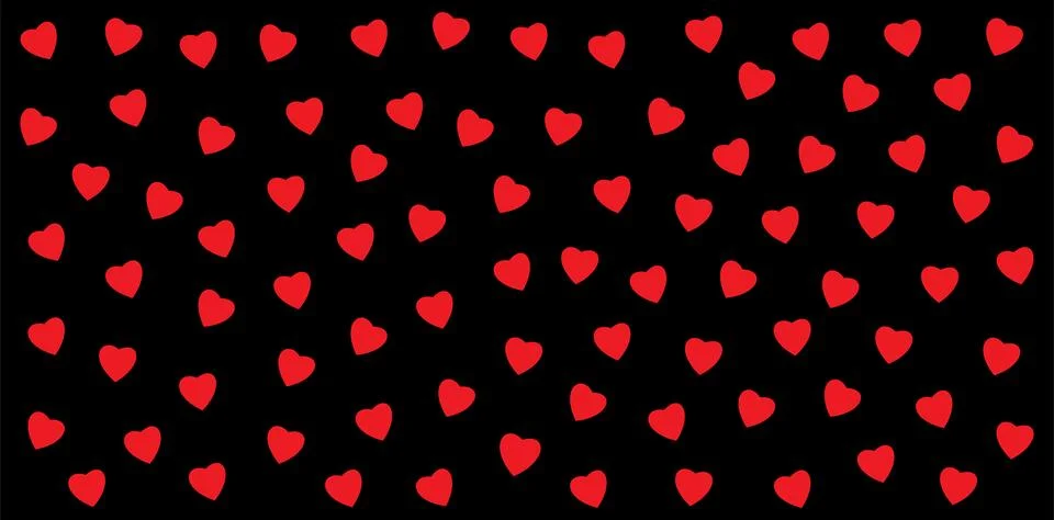Seamless pattern of red hearts on a black background Stock Illustration