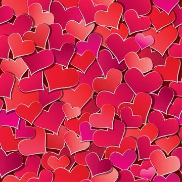 Seamless pattern with red hearts confetti. valentine's day or wedding backgro Stock Illustration
