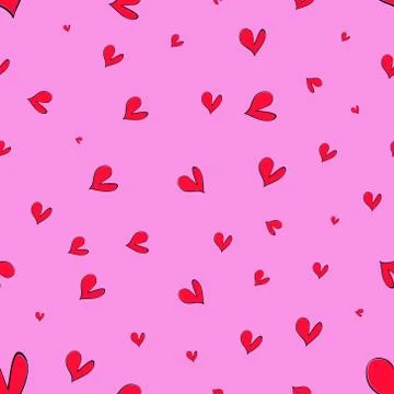 Seamless pattern. Red hearts Stock Illustration