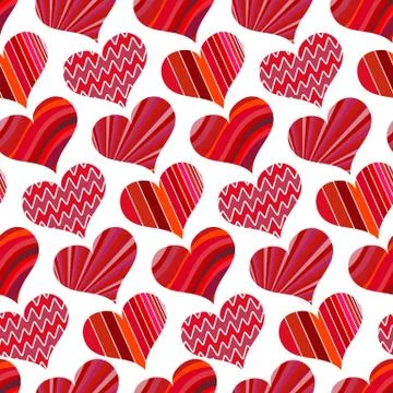 Seamless pattern with red hearts Illustrazione stock