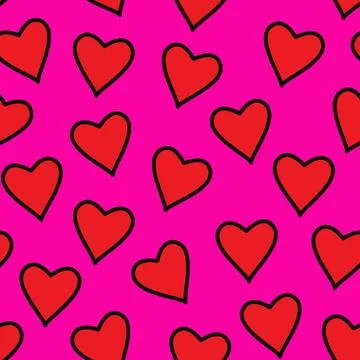 Seamless pattern with red hearts Stock Illustration