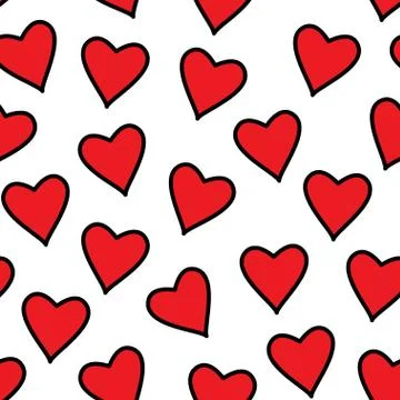 Seamless pattern with red hearts Stock Illustration