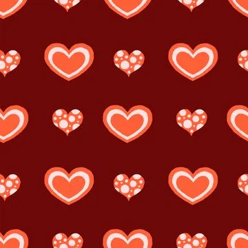 Seamless pattern with red hearts Stock Illustration