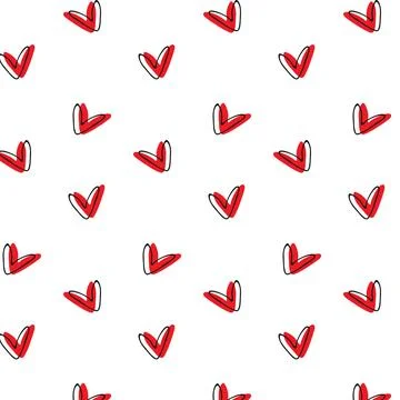Seamless pattern with red hearts for love and Valentine design Stock Illustration