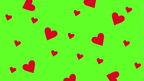Seamless pattern with red hearts motion on green screen Stock Footage 281239630