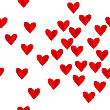 Seamless pattern with red hearts over white background Stock Illustration