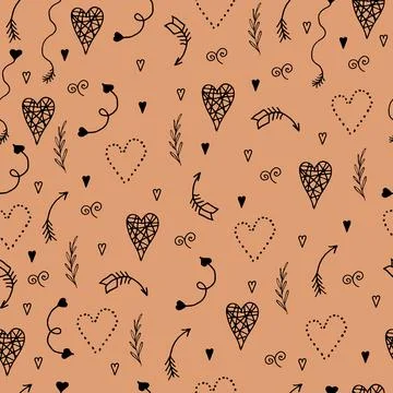 Seamless pattern with red hearts. Packaging, fabric, printing, paper. Valentine Stock Illustration