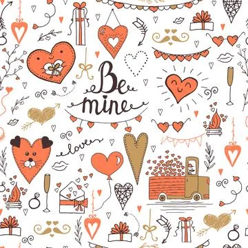 Seamless pattern with red hearts. Packaging, fabric, printing, paper. Valentine Stock Illustration