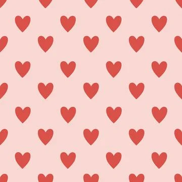 Seamless Pattern with Red Hearts on Pink Background. Minimal Romantic Surfa.. Stock Illustration