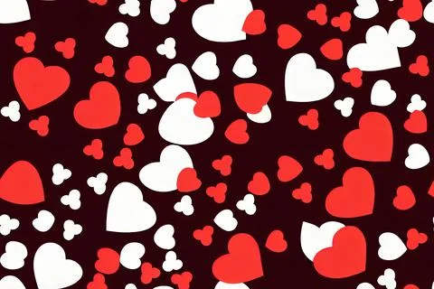 Seamless pattern with red hearts Romantic background perfect for High quality 2d Illustrazione stock