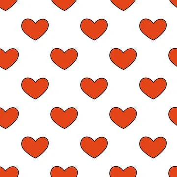 Seamless pattern with red hearts. Simple Valentine day background Stock Illustration