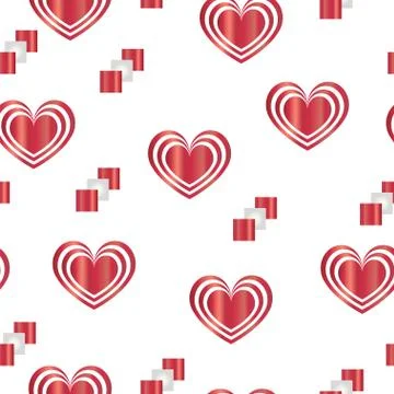 Seamless pattern with red hearts - Valentines day - love theme Stock Illustration