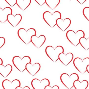 Seamless pattern of red hearts. Vector illustration. Stock Illustration
