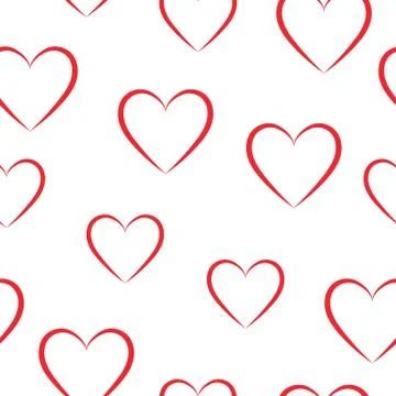Seamless pattern of red hearts on a white background. Stock Illustration