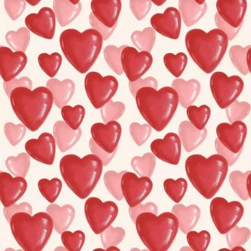 Seamless pattern with red hearts on a white background to the day of Saint Stock Illustration