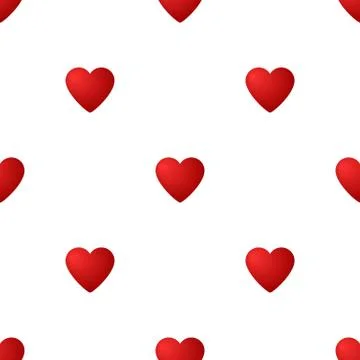 Seamless pattern with red hearts on white background. Vector illustration. Stock Illustration