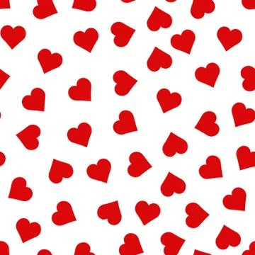 Seamless pattern of red hearts on white background Stock Illustration