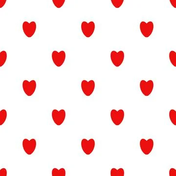 Seamless pattern with red hearts on a white background. Stock Illustration