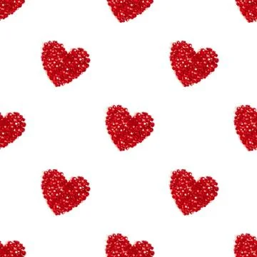 Seamless pattern with red hearts on a white background. Shiny hearts  Stock Photos