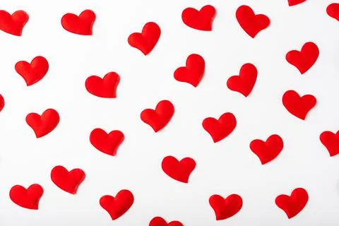 Seamless pattern of red hearts on white background Stock Photos