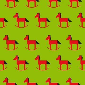 Seamless pattern with red horses. Year of the red fire horse. Stock Illustration