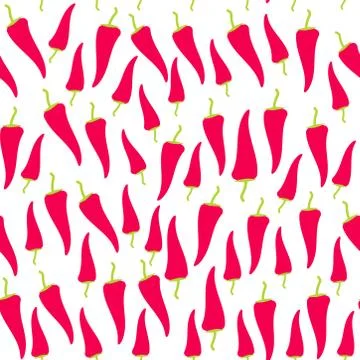 Seamless pattern with red hot chili pepper isolated on white background simpl Stock Illustration