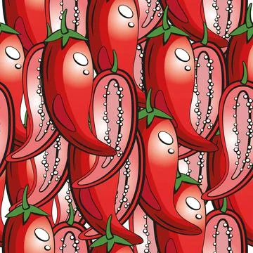 Seamless pattern of red hot chili. Stock Illustration