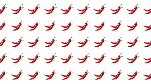 Seamless pattern of red hot chili peppers isolated on white background for .. Stock Illustration