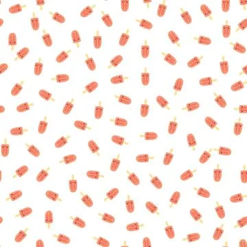 Seamless pattern with red ice cream Stock Illustration