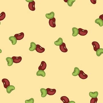 Seamless pattern red kidney bean and green mung bean Stock Illustration