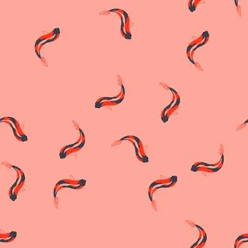 Seamless pattern red koi fish carp cartoon vector Stockillustratie