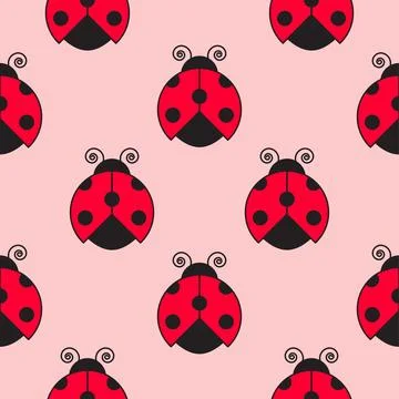Seamless pattern. Red ladybug. Vector illustration Illustrazione stock