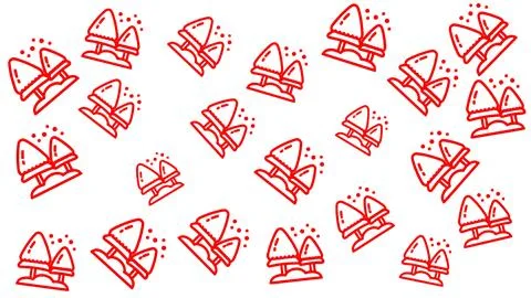 Seamless pattern of red line art mushroom icons on white background for bot.. Ilustración de archivo