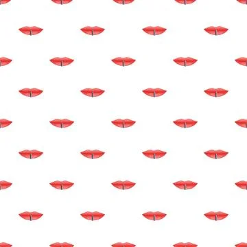 Seamless pattern with red lips and piercing 스톡 일러스트