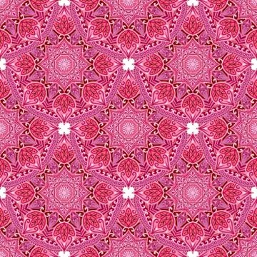Seamless pattern with red mandala. Geometric circle element Stock Illustration