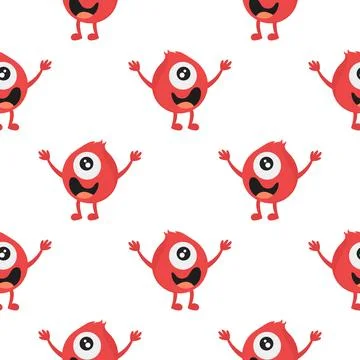 Seamless pattern of red monster illustrations Stock Illustration
