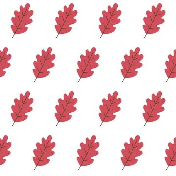 Seamless pattern with red oak leaves, simple autumn botanical vector backgrou イラスト素材