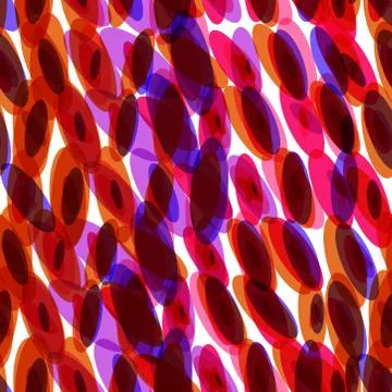 Seamless pattern. red orange purple ellipse ovals isolated on white print, Ge Illustrazione stock