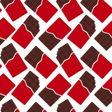 Seamless pattern with red packaging chocolate bars Stock Illustration