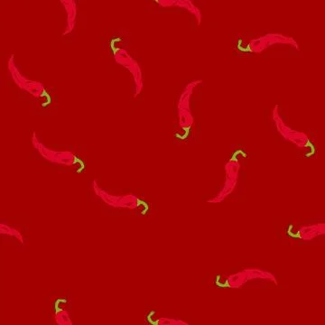 Seamless pattern red pepper chili cartoon vector Stock Illustration