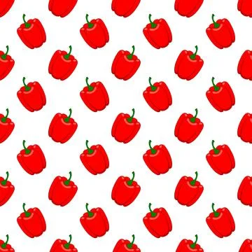 Seamless pattern red pepper on a white background Illustrazione stock