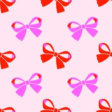 Seamless pattern with red pink bows. Girly background. Repeating print イラスト素材