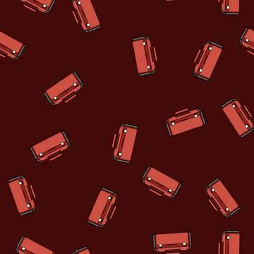 Seamless pattern Red plastic toolbox holding building and repair tools Stock Illustration