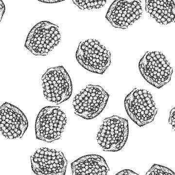 Seamless pattern red pomegranate sketch hand drawn Stockillustratie