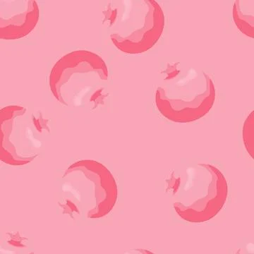 Seamless pattern with red pomegranates and pomegranate pieces. Stock Illustration