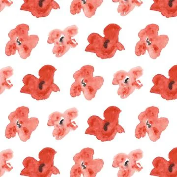 Seamless pattern with red poppies on a white background. Illustrazione stock